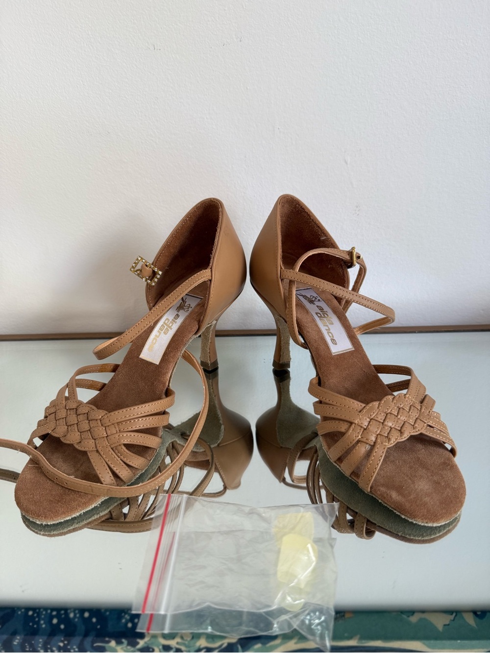 Brand New Never Worn Leather Tan Aida Ballroom Latin Heels